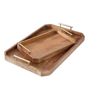 Plateau décoratif à poignées en bois et en métal, pour bricolage - Product Image 1