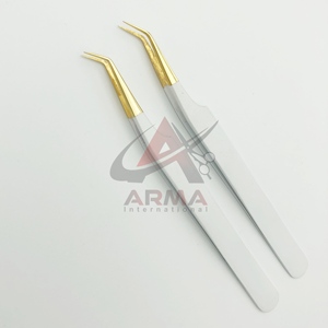 Pince à épiler d'isolation à 45 degrés avec logo personnalisé en vente chaude pince à épiler d'extension de cils en acier inoxydable durable pour le volume de la botte - Product Image 5