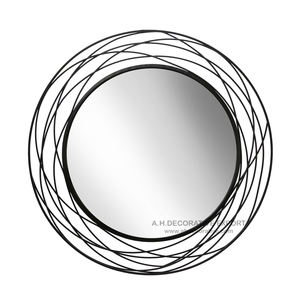 Iron Wire <b>Frame</b> <b>Wall</b> <b>Mirror</b> for Living Room Modern Christmas Luxury <b>Wall</b> Decoration <b>Mirror</b> <b>Black</b> Color <b>Wall</b> Art <b>Mirror</b> - Product Image 1