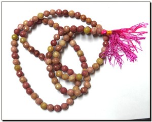 Cuentas facetadas de rodonita, Jap Mala - Product Image 2