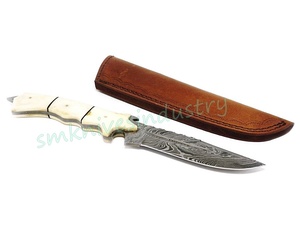 Custom Handmade Damascus Steel Knife Camel Bone Handle Durable Survival Hunting Bowie Knife (12" Inches OEM Available) (smk1708) - Product Image 2