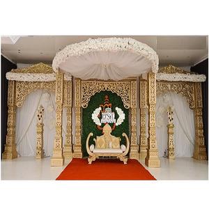 Mandap de oro magnífico para boda india, decoración de boda del norte de la India, Mandap de escenario elegante, decoración de Mandap de boda hindú - Product Image 1