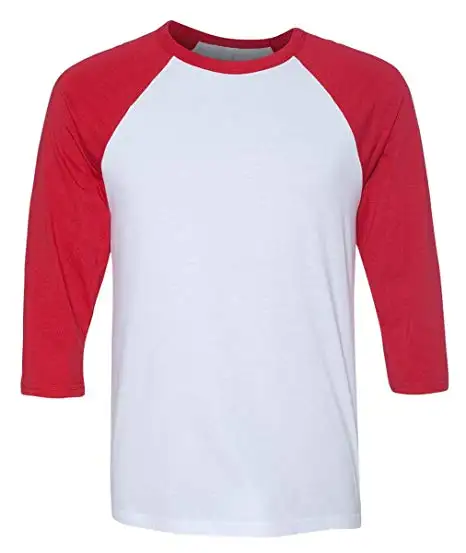 Camiseta de beisebol personalizada unissex, camiseta masculina de algodão raglan com manga 3/4 estampa personalizada