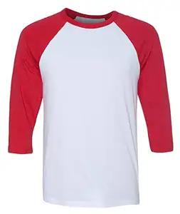 Man Custom Polyester Katoen Raglan 3/4 Mouw Baseball T-shirt Groothandel Custom Afdrukken Unisex