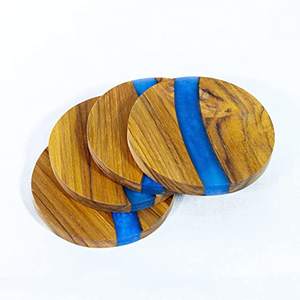 El mejor posavasos redondo de piedra de resina epoxi y uso hecho a mano Diseño de madera y arte Taza de té Posavasos de madera para uso de bebidas - Product Image 5