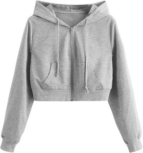 เสื้อครอปแบบมีฮู้ดสำหรับผู้หญิง,ชุดเสื้อฮู้ดแบบครอปฟิตเนสตัดขนาดตามสั่ง - Product Image 5