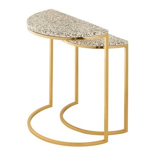 Modern Half Moon Simple Metal Marble <b>Side</b> <b>Table</b> Contemporary Home Furniture for Living Room & Bedroom Elegant Coffee <b>Sofa</b> <b>Tables</b> - Product Image 3