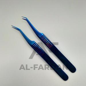 Dumont แหนบต่อขนตา45องศาคุณภาพพรีเมี่ยมพลาสม่าสีน้ำเงินสแตนเลสแยกขนตาไฟเบอร์ปลายแหลม - Product Image 1