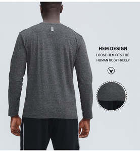 เสื้อกีฬาคุณภาพสูง โพลีเอสเตอร์/คอตตอน บีบรัดรูปทรง สำหรับผู้ชาย เสื้อวิ่งออกกำลังกาย เสื้อสวมใส่สบาย แห้งเร็ว - Product Image 6