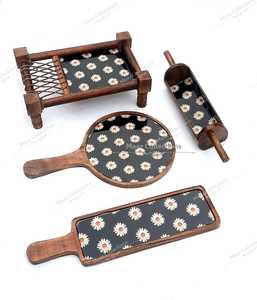 Ensemble de plateaux de service de charcuterie en bois avec logo personnalisé en gros d'usine plateau de service de planche à fromage de stockage de couverts en métal fait à la main - Product Image 1