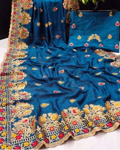 Sari lourd orné de dentelle, vêtement pour femmes, designer, pierres, Gujarati, Inde du Sud, ODM, adultes, Inde et Pakistan, 10000 - Product Image 2