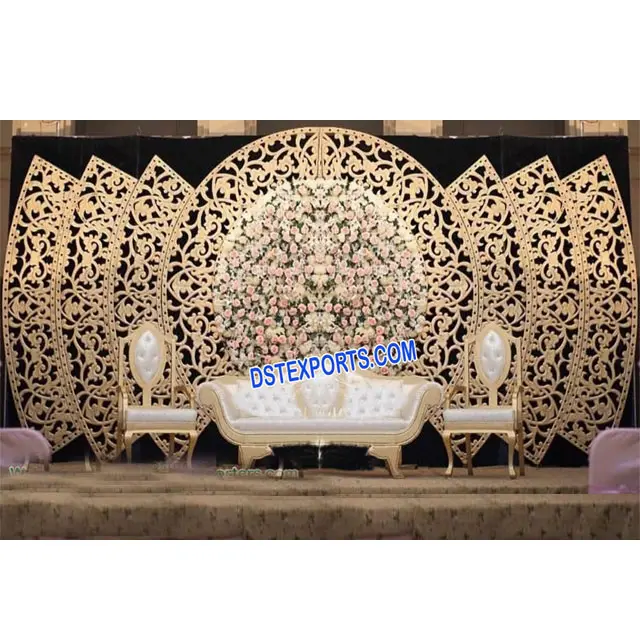 Glorious Wedding Golden Fiber Panel London Indian Wedding C Style Frames Decoration Modern Wedding Fiber Back-Frame/Panel