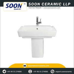 Lavabo de salle de bain en céramique, évier/lavabo demi-patte, en céramique, vente en gros - Product Image 6