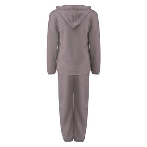 Conjunto de Sudadera con Capucha y Pantalones de Felpa Francesa, Talla Grande, Transpirable, de Dos Piezas, con Cierre, Holgado, para Mujer - Product Image 4