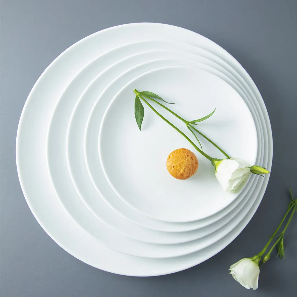 OEM White round porcelain ceramic dinner plate for catering tableware restaurant wholesale manufacture