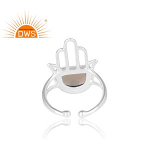 Designer Natural Smoky Gemstone Hand Shape Cocktail <b>Ring</b> Jewelry Manufacturer Fine 925 Sterling <b>Silver</b> Hamas <b>Statement</b> <b>Ring</b> - Product Image 4