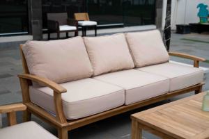 Canapé de jardin en bois durable et écologique avec coussins, design minimaliste, idéal pour hôtels et parcs – Offre spéciale - Product Image 5