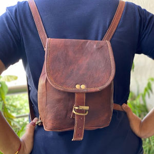 Goat Leather Stylish 8 Inch Handmade Backpack Unisex Bag - Product Image 1