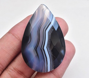 Cuentas de Ágata Banda y Sardónix en Capas, Gemas Sueltas Naturales de Alta Calidad, 20-50mm, Negras para Joyería - Product Image 4