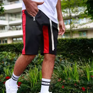 Men's Cotton <b>Fleece</b> Casual <b>Shorts</b> with Side Stripes Breathable Sustainable Custom Logo Embroidered Waist Elastic Waist Closur - Product Image 2