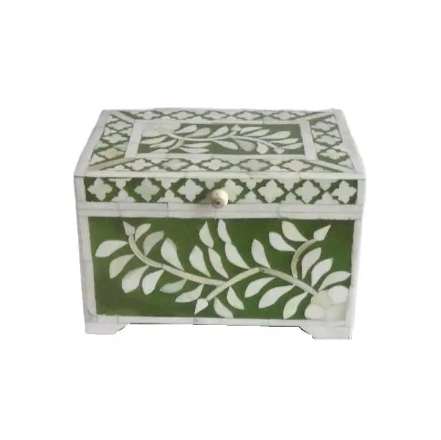 Bone Inlay Box With Floral Patterns Multi Colour Jewelry Box Organizer Gifts For Woman and Girls