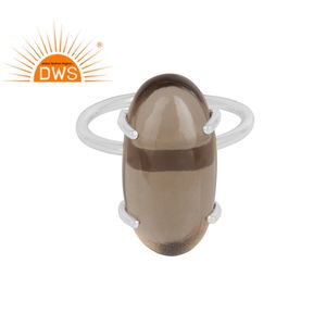 Bague en argent Sterling 925 pour filles, Quartz fumé naturel, bijoux de styliste, cadeau - Product Image 1