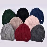 Usine hiver tricot 100% acrylique chapeaux pour femmes chaud Slouchy Beanie chapeau avec fourrure pompon Baggy crâne Ski chapeau en gros