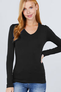 Camiseta de manga larga con cuello en V para mujer, Top elástico básico activo, camiseta ligera con estampado personalizado - Product Image 2