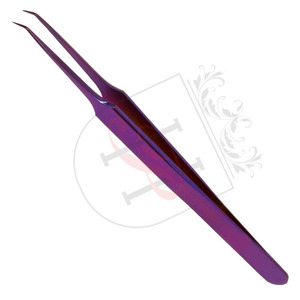 Aiguille pour Extension de cils en acier inoxydable, 6mm, pince à épiler, Volume 45 degrés, couleur violette, privée, pince à cils, 9 pièces - Product Image 2