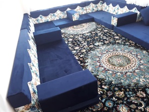 Juego de sofá de suelo marroquí Majlis árabe personalizable opciones en forma de L y en forma de U para la decoración moderna del hogar - Product Image 2