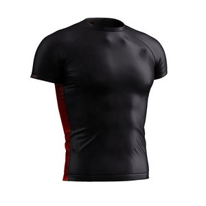Hot Selling <b>Custom</b> <b>Design</b> Rash Guard <b>Compression</b> <b>Shirt</b> Short Sleeve <b>Custom</b> Colors & Logo Gym Sports Wear for Men's - Product Image 4