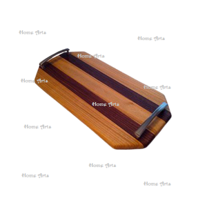 Bandeja para servir aperitivos de madera maciza con asas de hierro Bandeja de té y café de diseño admirable para uso en hoteles domésticos - Product Image 4