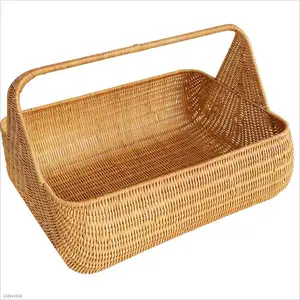 天然手工编织竹藤野餐篮批发价格便宜出口