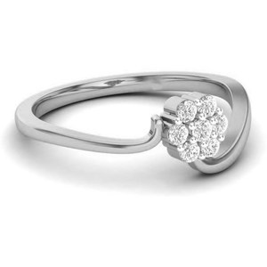 แหวนรูปดอกไม้ประดับเพชรแท้ทองคำขาว 14K สำหรับผู้หญิง |   ดีไซน์ลายดอกไม้แบบกลุ่ม วงเปิด เครื่องประดับชั้นดี ของขวัญสุดหรู - Product Image 1