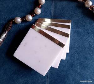 Dessous de verre en pierre en bois et marbre Dessous de verre en noyer Support en cuir pour cadeau de pendaison de crémaillère et sous-verres en bois pour boissons - Product Image 6