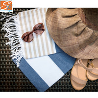 Turkish Cotton Woven Striped Modern Fouta Beach Towel-Quick-Dry Eco-Friendly Luxury Hammam Towel for Child All-Season Use