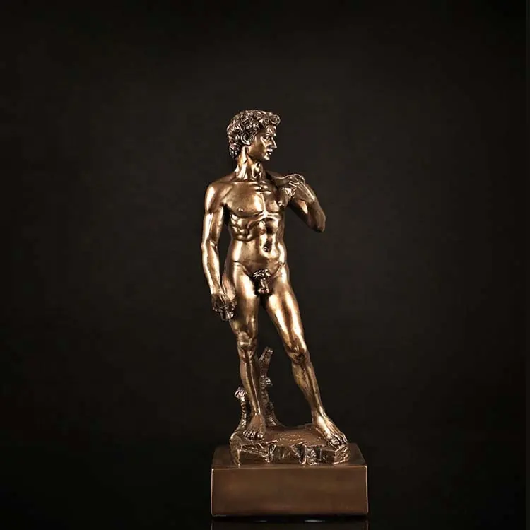 Fine Art <span class=keywords><strong>Michelangelo</strong></span> David resina do molde frio Estátua Escultura de Bronze Nu