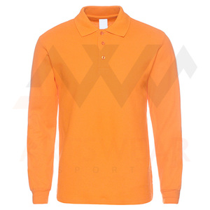 Camiseta de manga larga de alta calidad para hombre y mujer, polo de color azul, 100% algodón, informal, con logotipo personalizado, venta al por mayor, unisex - Product Image 4