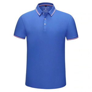 Polo de algodón rojo de manga corta para hombre, con cuello a rayas en contraste, informal, tejido, cómodo, de calidad de exportación, ecológico. - Product Image 2