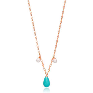 Stylish Drop Shape Turquoise <b>Charm</b> <b>Pendant</b> Wholesale Turkey 925 Sterling Silver Women Jewelry - Product Image 4