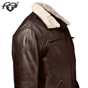 เสื้อโค้ทหนังแท้สำหรับผู้ชาย,เสื้อโค้ทแฟชั่นหนังแท้สำหรับผู้ชายปี2021และทำจากหนังแท้ทนทานต่อฤดูหนาวมีกระเป๋าแขนยาวหนังกันหนาว - Product Image 4