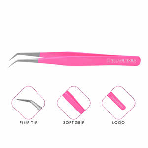 Tip Satin and Pink Color Private Label Eyelash Tweezers, Eyelash Extension Tweezer with private label by PH Lash Tools - Product Image 1