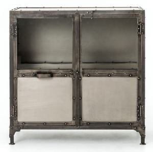 Gabinete de metal pequeño industrial vintage, muebles para el hogar versátiles para comedor, sala de estar o dormitorio - Product Image 1