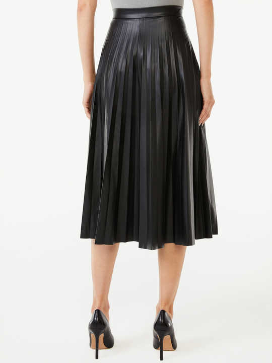 Fashion Leather Skirts Woman Hot Sales Black Pleated