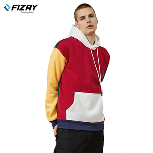 Vente en gros de sweats à capuche pour hommes, hiver, en polaire unie, coupe ample, patchwork, pour le sport, marque privée - Product Image 1