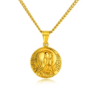 Collar con colgante redondo de acero inoxidable, nuevo diseño de moda, estilo Vogue, a medida, venta al por mayor - Product Image 3