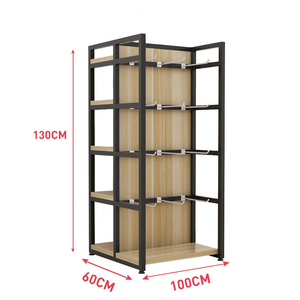 Estante de exhibición con marco de madera y Metal, 4 piezas, personalizado, para compras - Product Image 1