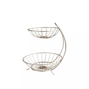 Elegante cesta de frutas de 2 niveles con elegante soporte curvo para organización y exhibición de cocina moderna - Product Image 4