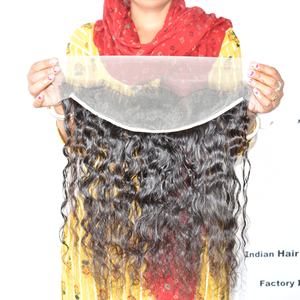 Extensions de cheveux humains cambodgiens de qualité supérieure, bruts, non traités, provenant d'un seul donneur, double trame, bouclés, 13*4 frontal, cuticules alignées - Product Image 2