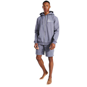 Sudadera con capucha para hombre, con cremallera personalizada, informal, pantalones cortos para correr, color gris, 2021 - Product Image 5